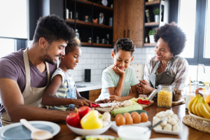 Photo - Happy family cooking